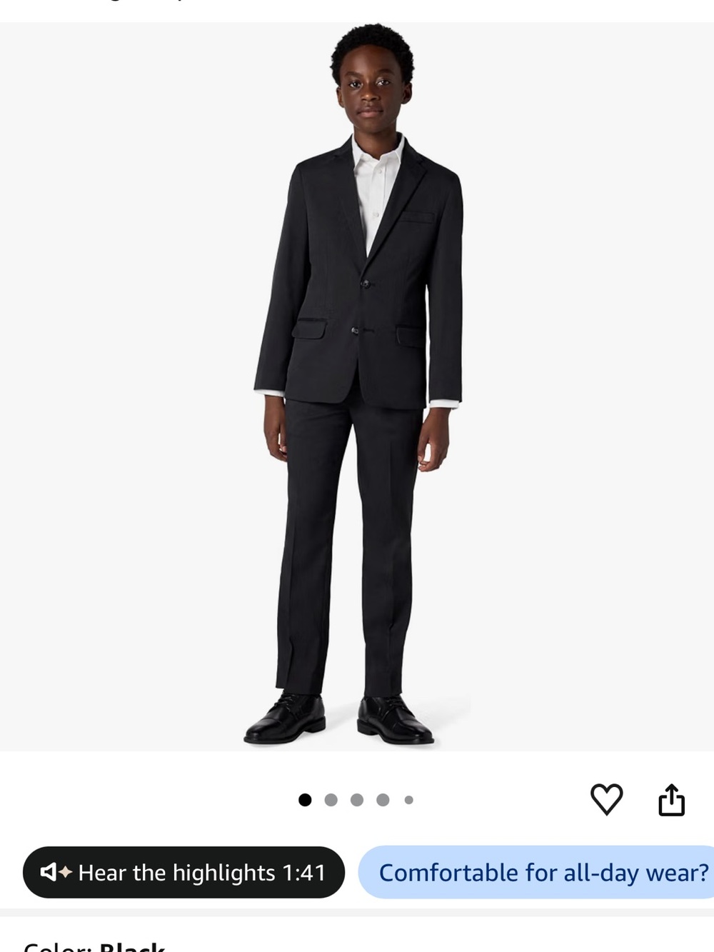 Tommy Hilfiger Boys Black Two-Piece Suit Set